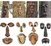 Tuzsocr Tree Trunk Decoration, 4-Piece Tree Faces for Trees, Old Man Tree Face Tree Hugger, Garden Peeker Yard Art Tree Face Old Man, Garden Decoration (4 Pieces) (4 Pieces)