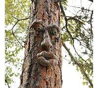 Tuzsocr Tree Trunk Ornaments, 4 Pieces 3D Old Man Tree Face Funny Resin Bird Feeder Sculpture Outdoor Tree Face for Garden Decoration (Style B)