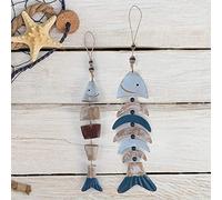 Tuzsocr Wooden Fish Decor Wall Hanging Ornament,Hanging Fish Chime, Hand Carved Fish Wall Decor,Wooden Beach Ocean Decorations,Fish Wall Decoration,for Nautical Theme, Beach Theme, Lake House (Small)