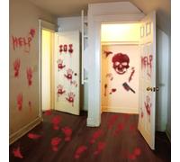 Tuzuaol 119 PCS Bloody Halloween Decorations Halloween Bloody Handprint Footprints Knife Stickers Window Wall Floor Clings Decals Horror Bathroom Zombie Party Decorations Supplies