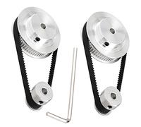 TUZUK 2PCS Set GT2 Synchronous Wheel 20&60 Teeth 5mm Bore Aluminum Timing Pulley with 2PCS Length 200mm Width 6mm Belt (20-60T-5B-6)