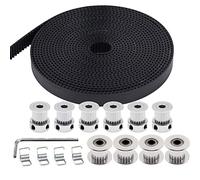 TUZUK 5M GT2 Timing Belt 10mm Width + 6pcs 20 Teeth 5mm Bore Timing Pulley Wheel + 4pcs 20 Tooth Bore 5mm Idler+4pcs Tensioner Spring Torsion,for 3D Printer