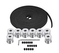 TUZUK GT2 Timing Belt Pulley, 8pcs 5mm 20 Teeth Timing Pulley Wheel and GT2 5 Meters Rubber 2mm Pitch 6mm Wide Timing Belt with Allen Wrench for 3D Printer CNC