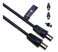 TV Aerial Ariel Cable Coaxial Extension Lead Freesat Recorder Male to Male Plug with Female Adapter Coupler for TV DVD VCR SKY Virgin, BT, TV Box, Satellite Antenna Splitter Black 1.0m