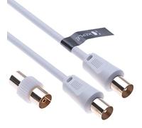 TV Aerial Ariel Cable Coaxial Extension Lead Freesat Recorder Male to Male Plug with Female Adapter Coupler for TV DVD VCR SKY Virgin, BT, TV Box, Satellite Antenna Splitter White 1.0m