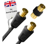 TV Aerial Cable 0.5m - Male To Male Gold Plated Coaxial Wire with Shielded Connectors - Antenna AV Lead for Digital and Analogue Signals - Black