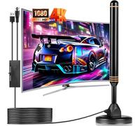 TV Aerial, Digital Indoor TV Aerial for Smart TV with Signal Booster, Digital Antenna for Free view Support 4K 1080P, Magnetic Base for Easy Installation