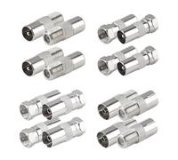 TV Aerial F/T Plug Type Male to Female Coaxial Cable Connectors - 16Pcs RF Cable Coupling Socket Adapter for Satellite, TV, Audio Video