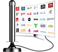 TV Aerial for Smart TV, Freeview Indoor Antenna with Signal Booster | Strong magnetic base, easy setup and 50+ mile reception for local channels, supporting 4K and 1080P viewing
