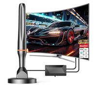 TV Aerial, Freeview Indoor TV Aerial with 560+ Miles Range 360° Reception, Tv Aerial Indoor with Signal Booster, TV Antenna Indoor Magnetic Base, Support VHF/UHF/DAB Radio and All TV