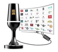 TV Aerial, Freeview Indoor TV Aerial with 560+ Miles Range 360° Reception, TV Antenna Indoor with Signal Booster & Magnetic Support Base, Support 4K 1080P VHF/UHF/DAB Radio and All TV