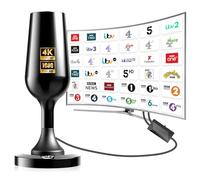 TV Aerial, Freeview Indoor TV Aerial with 560+ Miles Range 360° Reception, TV Antenna Indoor with Signal Booster & Magnetic Support Base, Support 4K 1080P VHF/UHF/DAB Radio and All TV