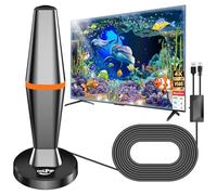 TV Aerial, Freeview Indoor TV Aerial with 560+ Miles Range 360° Reception, TV Antenna Indoor with Signal Booster & Magnetic Support Base, Support 4K 1080P VHF/UHF/DAB Radio and All TV