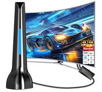 TV Aerial - High Gain Freeview TV Aerial with Signal Booster, Digital HDTV Aerial Indoor for 560+ Miles Long Range Reception, Support 4K 1080P VHF/UHF/DAB Radio and All TV