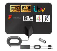 TV Aerial Indoor 2025 Upgraded Smart Digital 4K 1080p TV Aerial 250+ Miles Long Range Amplified HD TV Antenna with Signal Booster Connector for Freeview Channels with 16.4 ft Long Cable