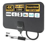 TV Aerial Indoor 250+ Miles Long Range, 4K Digital TV Aerial for Freeview TV,TV Antenna with Signal Booster and 5M Cable -for Local Channels