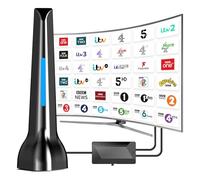 TV Aerial Indoor, Freeview Indoor TV Aerial with 560+ Miles Range, 360° Reception Magnetic Base, Support VHF/UHF/DAB Radio -All TVs