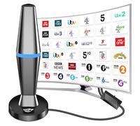 TV Aerial Indoor, Freeview Indoor TV Aerial with 560+ Miles Range, 360° Reception Magnetic Base, Support VHF/UHF/DAB Radio -All TVs