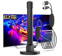 TV Aerial Indoor with Amplifier - Magnetic Base 360° Signal Reception, Compatible with All TVs, Supports 8K 4K 1080P - Digital TV Aerial Indoor for Smart TV, Freeview HD Channels - 5m Coaxial Cable 1