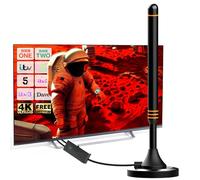 TV Aerial Indoor with Magnetic Base and Signal Amplifier - 360° Reception Freeview Compatible Digital Indoor Aerial for Smart TV - Supports 8K 4K 1080P HDTV - 5m Coaxial Cable