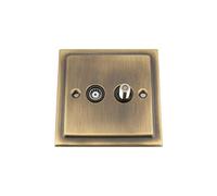 TV Aerial + Sky Satellite Socket - Victorian - Antique Brass