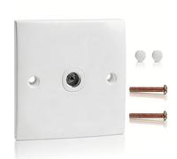 TV Aerial Socket Coax Wall Faceplate, Single-Port TV/FM Coaxial Plate Outlet, Flame-Retardant 50/60HZ Junction Providing Safe and Simple FM Radio Connections Experience (White)