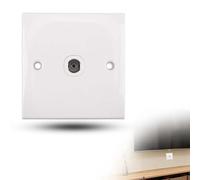 TV Aerial Socket Coax Wall Faceplate, Single TV/FM Coaxial Wall Socket Plate, 50/60Hz Aerial Junction, Flame Retardant Material for Secure TV & FM Radio Connections (White)
