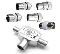 TV Aerial Splitter, Aerial Splitter, TV Aerial Splitter Kit with Signal Booster, 6-Piece Set for Enhanced TV Reception & Clear Signal, TV Splitter, Coaxial TV Aerial Connector