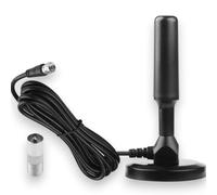 TV Aerial with Magnetic Base, 120 miles Range Smart TV Antenna Indoor for Freeview Channels Support 4K 1080P, Compact In Door Aerial for TV with 360° Reception, Support VHF/UHF/DAB/FM Radio