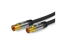 TV Antenna Cable Black (135 dB Type), 4x Shielded Gold-Plated Coaxial Socket Coaxial Plug (1.0 m)