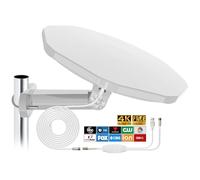TV Antenna for Smart Tv Outdoor, Long Range 360° Omni-Directional Reception Digital HD TV Antenna Outdoor with Super Signal Booster, Suitable for Camper, RV, Truck, Boat（Off-White