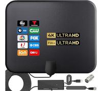 TV Antenna Indoor for Smart TV and All Smart TVs,HD Digital Antenna with Amplifier Signal Booster,TV Antenna for Local Channels Indoor & Outdoor,Support 4K 1080p Black&Large