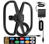 TV Antenna Support 2 TVS - 4000+ Miles Long Range Digital Antennas Smart TV Indoor, 2026 Strongest Amplifier Signal Booster, Outdoor HDTV Antennae Local Channel-Support All TVs-38ft Coaxial Cable