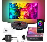 TV Back light Strip Color Lights with HDMI 2.0 Sync Box, RGBIC Monitor Backlight, Immersion Ambient Lighting Strips, Supports Screen Sync, App Control, Intelligent Voice Control (For 55-65 inch TV)