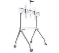 TV Bracket Height Adjustable Mobile TV Cart For 55-120 Inch LCD LED Screen TVs, Rolling Floor Stand With Wheels And Shelf Stands Living Room(White)