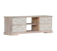 TV Cabinet 120x30x40 cm Solid Acacia Wood Berkfield Home White One Size