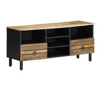 vidaXL TV Cabinet TV Stand TV Unit Media Cabinet Black Solid Rough Wood Mango