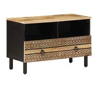 vidaXL TV Cabinet TV Stand TV Unit Media Cabinet Black Solid Rough Wood Mango