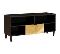 vidaXL TV Cabinet Black and Gold 100 x 33 x 46 cm Engineered wood, Stylish Lowbo