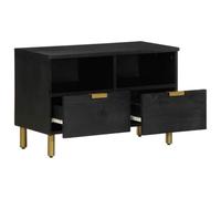 TV Cabinet, Black, Composite Wood with Metal Handles, 70 x 33 x 46 cm, Compact Lowboard with Storage Space and Drawers for Living Room, Modern Entertainment Centre with Cable Management