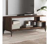 TV Cabinet Brown Oak 102x40x41 cm Engineered Wood and Powder-coated Steel Berkfield Home Brown One Size