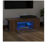TV Cabinet Brown Oak Engineered Wood RGB LED 90x39x30 cm Sleek Modern Media Unit