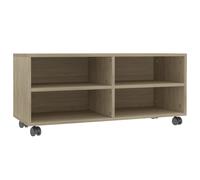 vidaXL TV Cabinet with Castors 4 Open Compartments Engineered Wood Multi Colours