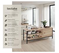 Durban Industrial-Style Lowboard TV Cabinet with Three Shelves and Cupboard - Light Wood, none