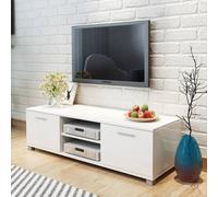 TV Cabinet High-Gloss White 120x40.5x35 cm Engineered Wood & Aluminium Sleek Top