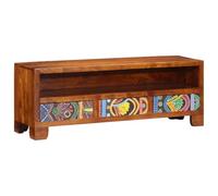 TV Cabinet Multicoloured Solid Wood Acacia 110 x 30 x 40 cm with 3 Drawers Lowboard Living Room with Storage Space Modern Wooden Entertainment Centre for Home Cinema and Gaming