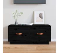 TV Cabinet Pinewood Black 80x34x35 cm Solid Wood Rustic Media Shelf StorageUnit