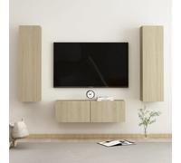 vidaXL Wall Mounted TV cabinets 3 pcs Old Wood Engineered Wood tv stand