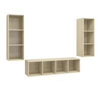 TV Cabinet Set 3 Piece TV Stand Plasma Cabinet Chipboard Multi Colours vidaXL