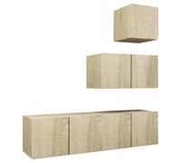 vidaXL TV Cabinet Set 4 Piece Sonoma Oak Engineered Wood Home TV Unit Stand